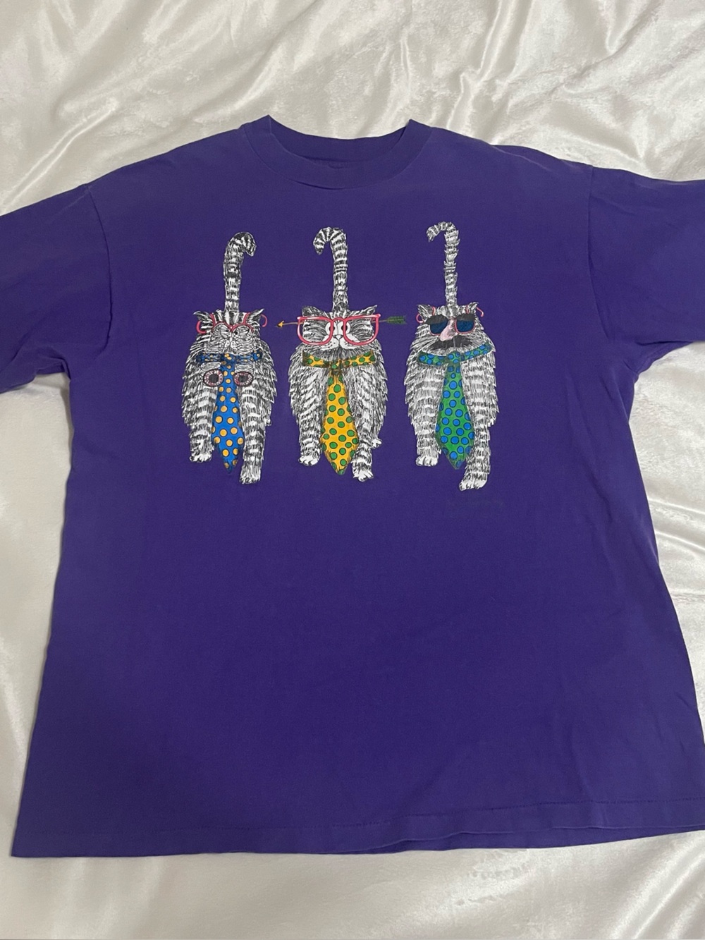 Vintage 1991 Double Sided Cat Tee T-Shirt Get Serious Carol Montgomery